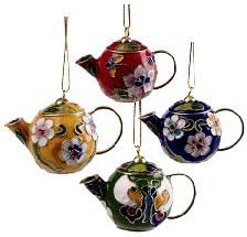 Terrific Finds Miniature Cloisonne Ornament - Tea Pots