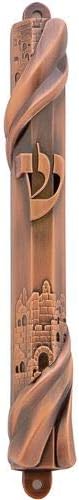 Art Judaica Nickel Mezuzah 20cm-Jerusalem Design