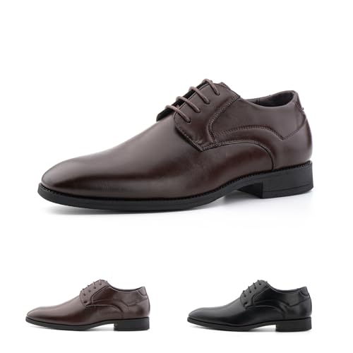 Hitmars Zapatos de Vestir Hombre Zapatos Oxford Derby Hombre Cordones Brogue Caballero Traje Boda Marrón N2 EU43