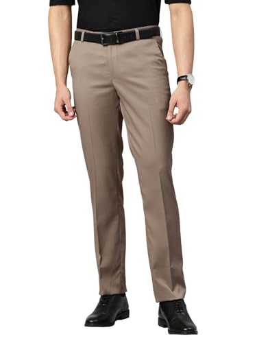Image of Majestic Man Men's Slim Fit Solid Formal Trousers | Button and Zip | Side, Back Pockets | Italian Design | Office Wear /Executive Wear /Corporate Events /Business Meetings /Suit Pants