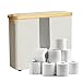 LOVSTORAGE Toilet Paper Storage Basket with Lid, Bathroom Paper Organizer Holds up to 12 Rolls, Waterproof Toilet Tissue Storage Bin with Footbase and Handle(Black)