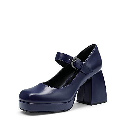 Image of DREAM PAIRS Women's High Chunky Platform Closed Toe Mary Jane Block Heels Square Toe Strappy Dress Wedding Party Pumps Shoes