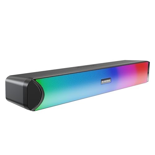 Image of Nu Republic Party Box 200 Bluetooth Soundbar with X-Bass Technology, 52mm Dual Dynamic Drivers, 20W Output, Upto 16 Hrs Playtime, Multiple RGB LED Lights, USB Port, Bluetooth 5.3v (Black, 2.0 Channel)