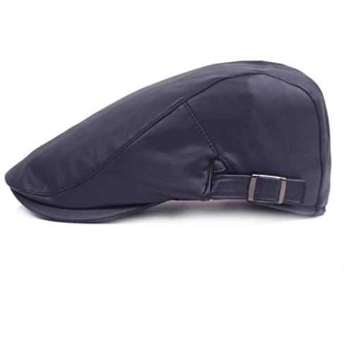 Hldeth Vintage Flat Hat Men Ladies Beret Leather British Boys Newsboy Cap Adjustable Driver Cap (Color : Black, Size : Adjustable) #TOP1