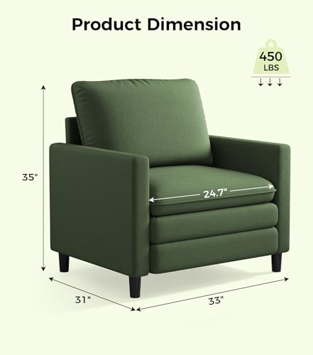 Image of Welzona 3-Layers Cloud Accent Chair, 33 inch Reading Chair, Teddy Arm Chairs