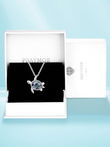 PRAYMOS Sea Turtle Necklace for Women 925 Sterling Silver Abalone Shell Turtle Jewelry Birthday Stocking Stuffers for Her 6