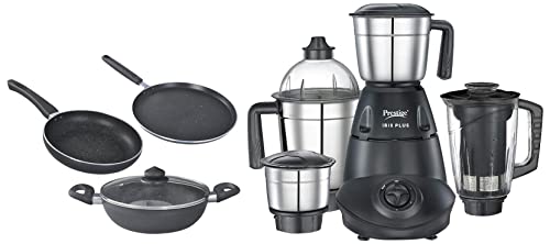 Prestige IRIS Plus 750 watt mixer grinder & Aluminium Omega Deluxe Granite Finish (Black) - 3 Pieces & PWG 07 Wet Grinder, 2L (Multicolor), 200 Watt