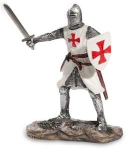 Osiris Trading UK Templar Knight Attacking with Sword and Shield Figurine Ornament