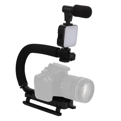 Stabilizzatore Videocamera Portatile, Stabilizzatore di Azione Video, Stabilizzatore con Luce