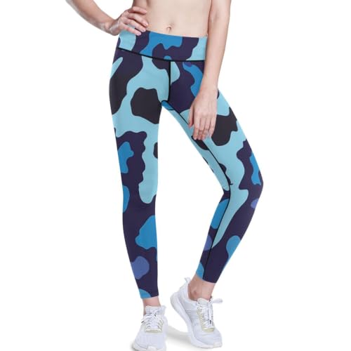 Pantalones de yoga para mujer en camuflaje azul polvo ideales para el gimnasio