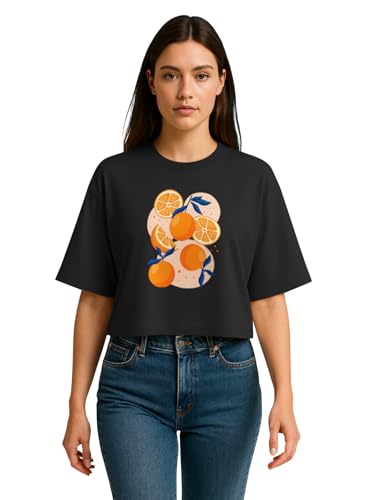 Image of HELLCAT Beige Printed Loose Fit Crew-Neck Crop T-Shirt for Women