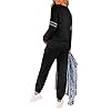 Womens Fall Winter Two Piece Outfit Sets Trendy Strips Black Casual Long Sportswear Set M