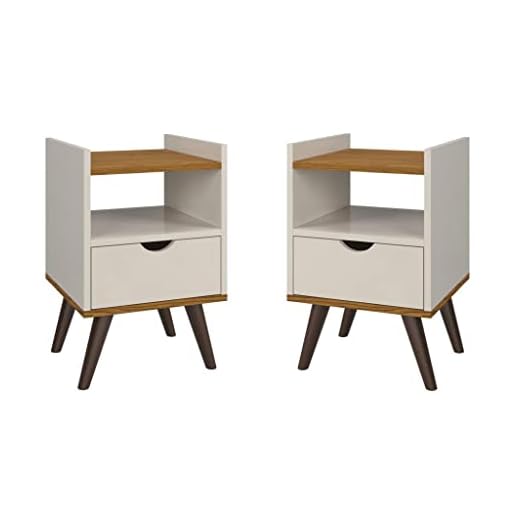 Conjunto 2 Mesa De Cabeceira Madesa Grécia Plus (Off White/Freijó)