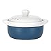 Garnek do zupy Premium naczynie do zapiekanek z podwójnym uchwytem i pokrywą odporny na wysokie temperatury okrągły garnek z kamionki 2,1 l dobre uszczelnienie garnki z pokrywkami (kolor: niebieski)