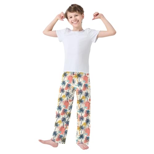 ALAZA Coconut Tree Pajamas Bottoms with Pockets Comfy Pjs Sleepwear Elastic Waistband Pajamas Pants Lounge Pants for 6-14 Years2