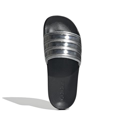 adidas Unisex Adilette Shower Slide Sandal, Black/Silver Metallic/Silver Metallic, 8 US Men3