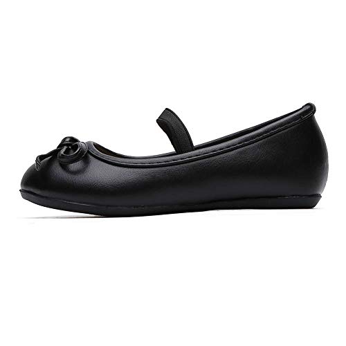 Girl's Ballerina Flat Slip on Ballet Dress Shoes Black 10.5 M US Toddler2