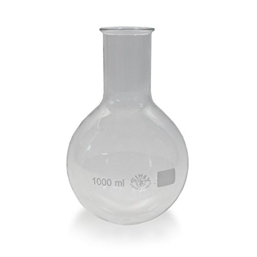 1 x Rundkolben 1000ml aus Borosilikatglas mit Bördelrand (Weithals ISO 24450) * Laborkolben - Reaktionsgefäß - Weithalskolben *