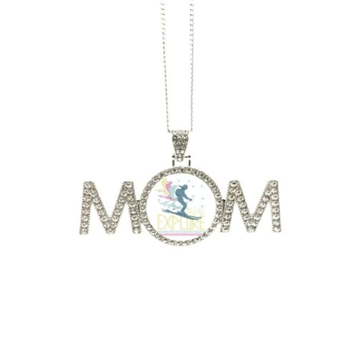 Collier coloré illustration sport d'hiver cadeau fête des mères grand-mère maman