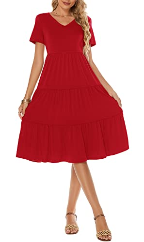 Image of Berydress Women's Casual Summer Tiered Midi Dress 2026 V Neck Boho Sundress