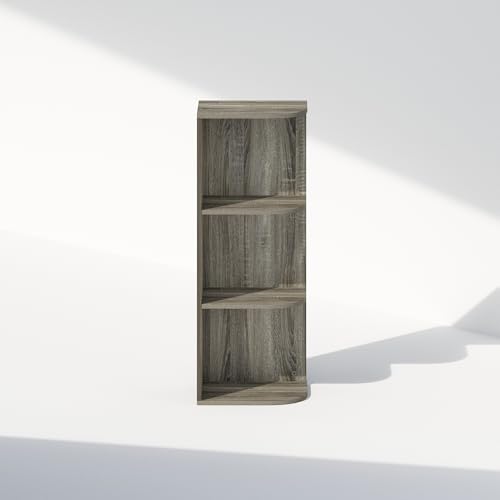 Image of Furinno Reed Corner Shelf, 3-Tier Corner Bookshelf, Book Shelf, Corner Shelves, Storage Rack, for Organization and Storage, Home Office, Living Room, French Oak