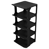 Amosfun Organizador de Zapatos Multifunción Apilable Negro, Estante para Guardar Zapatos Individual, Zapatero Resistente y Ajustable para Pasillo y Hogar, Solución Ahorra Espacio