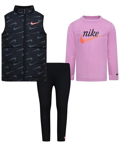 Nike Little Girls New Impressions Vest, Logo T-Shirt & Ribbed Leggings, 3 Piece Set