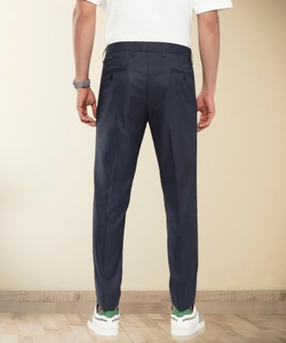 Image of MALENO Slim Fit Ankle Length Cotton Lycra Blend Formal Trouser for Men | Stretchable Ankle Length Formal Pant for Men