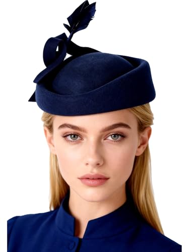 Sombrero tipo fascinador para mujer color azul marino talla M
