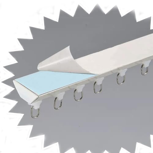 Sistema de riel de cortina autoadhesivo para montaje en techo, de aleación de aluminio, divisor de habitación y esquina de ducha, rieles de techo, instalación sin taladro, color blanco, 220 cm