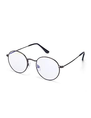 LANLANG Blaulichtfilter Brille für Damen und Herren mit Metall und rundem Rahmen Anti-Eyestrain-Blaulichtfilter-Computerbrille 0 Dioptrien LL-011-C1 Cover
