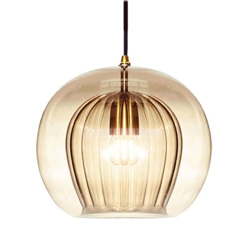 KXKLGWHN Nordic Industry Style Chandelier, E27 Light Source Single Head Hanging Light,Personalized Glass Pendant Lamp Shade, Bedroom Dining Room Balcony Decoration Light Fixtures