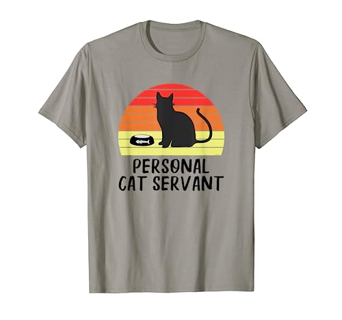 Funny Retro Vintage Cat Owner Humor Personal Cat Servant Camiseta