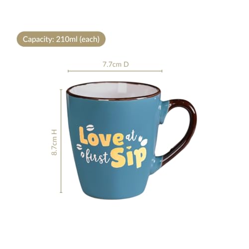 Image of Nestasia Ceramic Coffee Mugs Set of 4 (210ml Each) - Quirky Quotes Tea & Coffee Cups with Glossy Finish | Microwave & Dishwasher Safe Cups - Ideal for Gifting (Colourful)