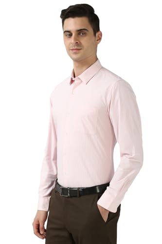 Image of Peter England Men's Slim Fit Full Sleeve Pin-Striped Formal Shirt | Cotton-Rich | Wonder Fabric | Pin Point Oxford