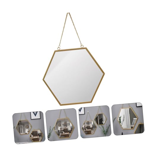 Miroir mural hexagonal suspendu grand format en verre Gatuida - 5