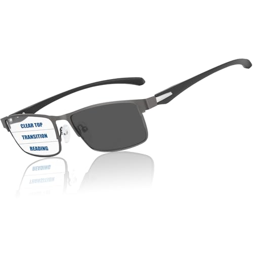 GHDBFMB Progressive Reading Glasses Men Photochromic Readers Clear Top Multifocal Transition Multifocal Tr90 Eyeglasses 2.5