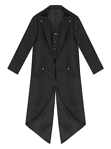 Kids Halloween Ringmaster Tuxedo Medieval Tailcoat Jacket Long Steampunk Frock Coat and Felt Hat3