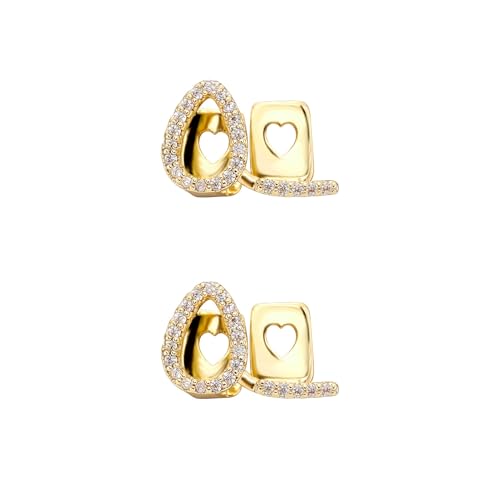 Set de 2 grillz dentales Hip Hop chapados en oro 14K miniatura 1