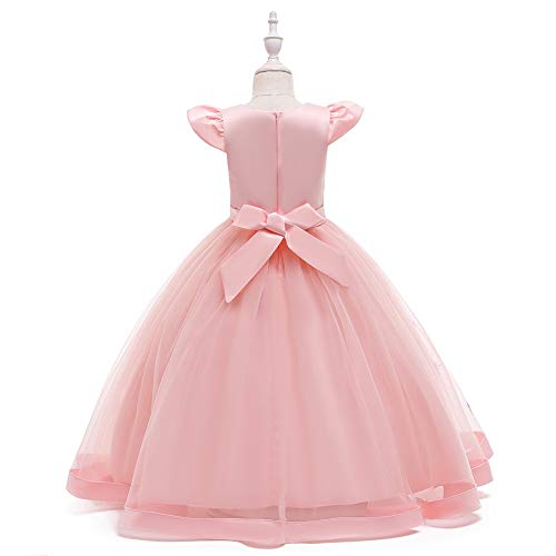Flower Girls Appliques Tulle Dress Cap Sleeve Princess Birthday Wedding Baptism Party Formal Evening Dance Ball Gown4