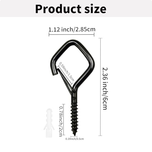 236IN-Screw-Hooks-for-Hanging-Plants-Outdoor-String-Lights-Bird-Feeders-Lanterns--Heavy-Duty-Ceiling-Hooks-with-Safety-Buckle-Rustproof-Metal-for-Indoor-Outdoor-Use-Black-30-Pcs