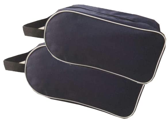 2 Boot Bags Football Rugby Toiletry Sports School Travel Shoe Bag (Navy)