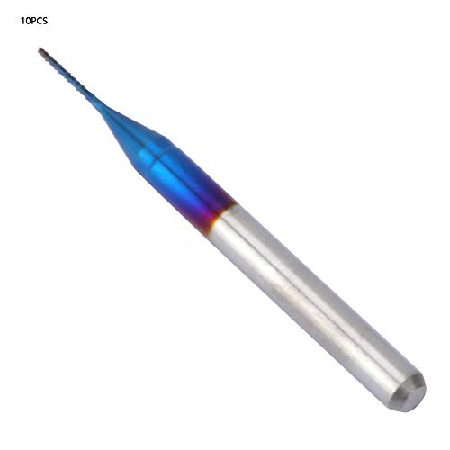 Image of Milling Cutter, 10PCS 0.5mm Tungsten Carbide Blue Coated End Mill CNC Rotary Burrs for Processing PCB Mould Plastic Copper Stainless Steel and Other Hardware