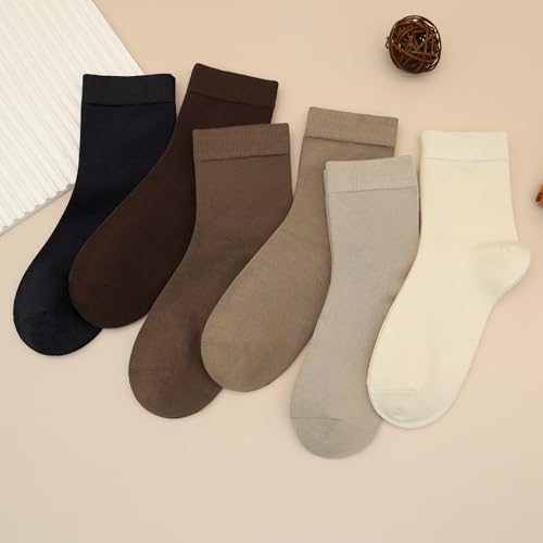 Image of Womens Viscose Bamboo Crew Socks Thin Casual Ultra Soft Colorful Above Ankle Socks Breathable Comfortable 3 /6 Pairs