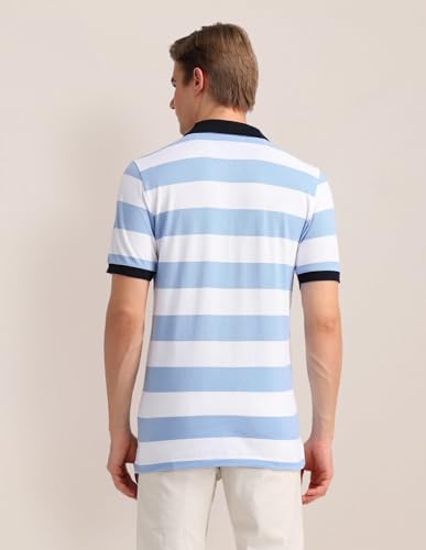 Image of U.S. Polo ASSN. Striped Slim Fit Polo T Shirts for Men - 100% Cotton, Half Sleeves Mens Tshirt