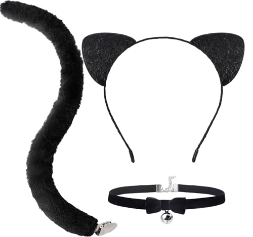 Snwquik Cat Ears Headband Tail Bell Choker