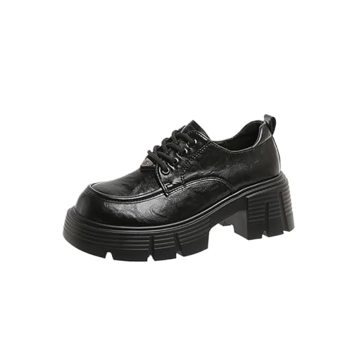 Women's Chunky Platform Oxford Shoes, Winter Style Height-Boosting Comfortable School & Work Shoes for Women