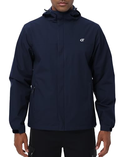 YuKaiChen Men's Jacket Waterproof Coat Hooded Raincoat Outdoor Hiking Lightweight Windbreaker