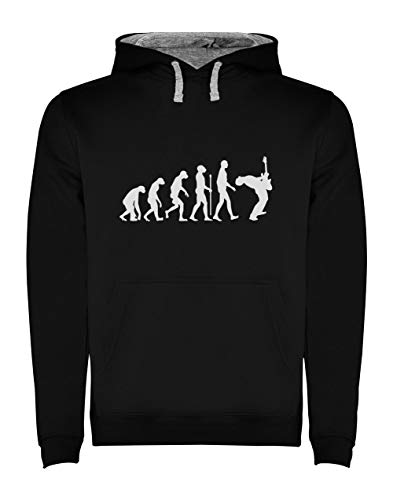 Green Turtle T-Shirts Evolution Guitariste - Guitar Player Sweatshirt Capuche Homme Medium Noir