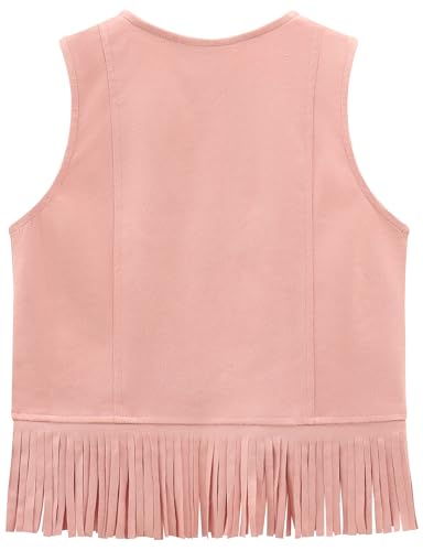 Image of Spring&Gege Boys Western Faux Suede Fringe Vest Sleeveless Cowboy Tassel Waistcoat Vintage Jacket Cardigan 5-14 Years